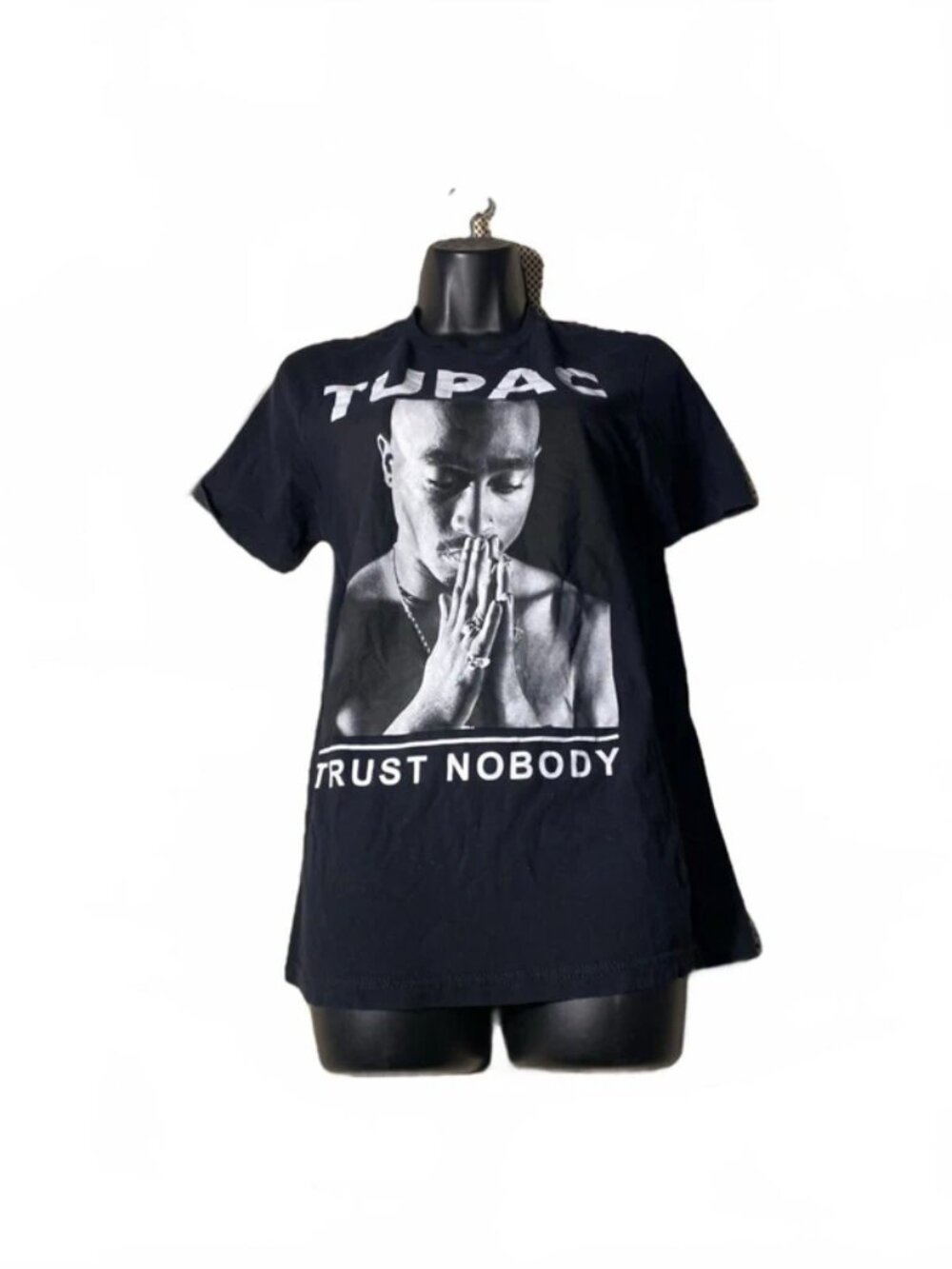2pac Tupac T-Shirt Womens Y2K Small S Short Sleeve Crew Neck Graphic Black Trust